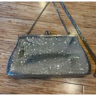 Vintage Silver Metal Mesh Whiting Davis Purse Shoulder Bag 8x5    Chain Strap