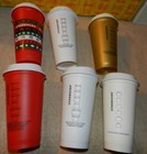 Lot Of 6 Starbucks Reusable 16 Oz Grande Plastic Travel Cup Tumbler W  6 Lids