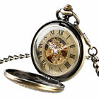 Self Wind Pocket Watch Vintage Retro Bronze Automatic Mechanical Steampunk Chain