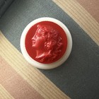 Colt Firearms Perfume Button Red Cameo White Plastic Screw Top Vintage 1940s