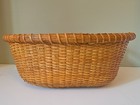Vtg Nantucket Style Open Lightship Basket Oval Wooden Bottom Inset Handles Read 