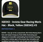 Invicta Racing Black yellow Striped Cap  Adjustable Snap Lock Sizes   Ig0343 