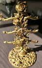 Vtg 1950 s Matson Ormolu Roses Earring Holder Stand Gold Gilt Metal Vanity Decor
