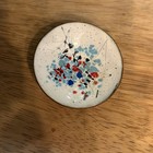 Small Vintage Enamel On Copper Trinket Ring Dish Plate Abstract Blue Mcm 2 1 2   