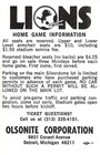 1980 Detroit Lions Nfl Football Pocket Schedule- Olsonite Corp