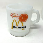 2 Vtg Fire King Mcdonalds Mug Good Morning Coffee Cup Anchor Hocking Milk Glass