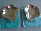 Tiffany Sterling Silver   2 Nut Mint Candy Dish Trays  maple Leaf  W pouches