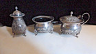 Sterling Sugar   Creamer Set  Salt Shaker  Repousse Elephants  Antique 117 Grams