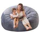 Memory Foam Bean Bag Chair For Adults - Soft Velvet  Stylish Sofa  3ft  Grey