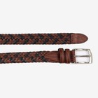 Brown Braided Leather Look Belt Mens Sz 38 Silver Buckle Woven