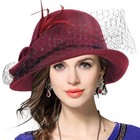 Women s Wool Cloche Hat - Plumy Felt Bucket Winter Church Dress Hat