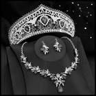 Luxury Bride Crown Jewelry Sets For Women Red Tiaras And Necklace Earrings