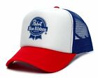 Pabst Blue Ribbon Pbr Truckers Hat Cap Red white royal 