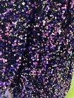 Purple Iridescent Sequins  13 On Black Stretch Velvet Fabric By The Yard