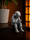 Skeleton Doom Scroller Figurine Edge Sitting Skull Phone Desk Decor 3d Printed