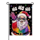  Christmas Santa Claus Small Decorative Garden Flag  Xmas Ho Ho Ho Rainbow 