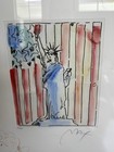 Peter Max United We Stand Ii Etching Watercolor Remarques Signed Flag Liberty