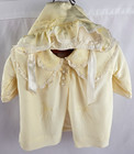 Vintage Baby Girl Yellow 1950s Quality Layette Lined Jacket With Bonnet 12-18 Mo