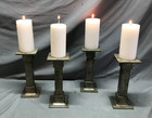 Set 4 10  Tall Thick Nickel Brass Shelf Support Legs Candle Holders Vtg 1054-25b