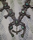 Vintage Navajo Sterling Silver Turquoise Naja Squash Blossom Necklace 297g 32 