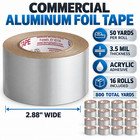 16 Rolls Tape 2 88  X 50 Yards 3 5 Mil Plain Foil Tape With Acrylic Adhesive