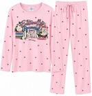 Pink Heart Book Lover Pajama Set Long Sleeve Drawstring Pants M