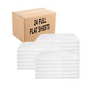Flat Bed Sheets  case Of 24  White 180 Thread Count Bed Size Options Bulk Set