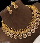 Wedding Jewelry Set Golden Choker Necklace South Indian Bollywood Bridal Fashion