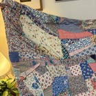 Vtg Heavy Crazy Quilt Blanket Handmade Early 1900 s Antique Depression Era