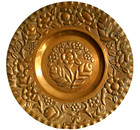 Vintage Indo Persian Brass Hammered Floral Tray