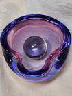Vintage Murano Sommerso Art Glass Ashtray Blue Pink Purple Styled Alfred Barbini