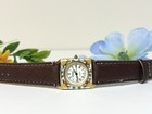 Vintage Phasar 14k Gold Cloisonn   Enamel Watch Colorful Floral Pearl Dial Square