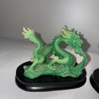 Lot 2 Vintage Green Jade Color Resin Chinese Feng Shui Dragon Figurine Luck