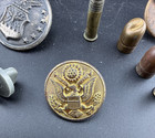 Vintage Military Junk Drawer Lot Buttons  And  Pins And Bullets Estate Found