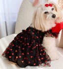 Dog Dress Small Pet Cat Costume Puppy New Free Ship Black Red Heart Flutter L