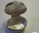 Sterling Silver Pill Box Oval Shape Small Gorgeous Design On Top 925 Silver