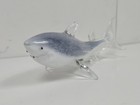Murano Style Clear White Gray Art Glass Shark Figurine Sculpture Great White