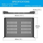 1u Universal Server Rack Shelf Steel 12 Inch Deep Vented Cantilever Tray Black