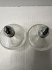 Vintage Cracked Glass Salt And Pepper Shakers Set W  Silver Tops