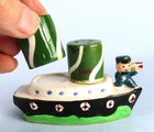 Ceramic Ocean Liner Cruise Ship Novelty Salt   Pepper Shaker Set Made In Japan