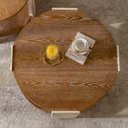 Carved Wooden Coffee Table Double Layer Storage Round Retro End Side Living Room