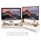 Wood Adjustable Monitor Riser For Desk  2 Tier Dual Monitor Stand With Acryli   