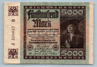 1922 Germany 5000 Mark  Banknote Note German Money Europe Currency Reichsbank