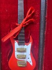 Vintage Miniature Electric Guitar Replica Model Red With Hard Case Musician Gift