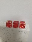 Vintage Bakelite Cherry Red Marbled Translucent Dice Set Of 3 Gambling Game Dice