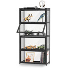 Acrylic Display Case Flip Up Door 55  Wall Mounted Organizer Boxes Black   4 Tiers