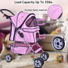 4 Wheels Pet Stroller Cat Dog Cage Stroller Travel Folding Carrier With Cup Hold