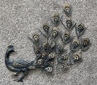 Vintage Pair 60   s Original Metal Peacocks Mid Century Wall Art