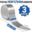 3 Pack Aluminum Foil Tape 3 9 Mil 2  X 150 Feet Total Silver High Temperature