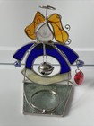 Angel Stained Glass Tea Light Holder W  Bell Holiday Home Accents New
